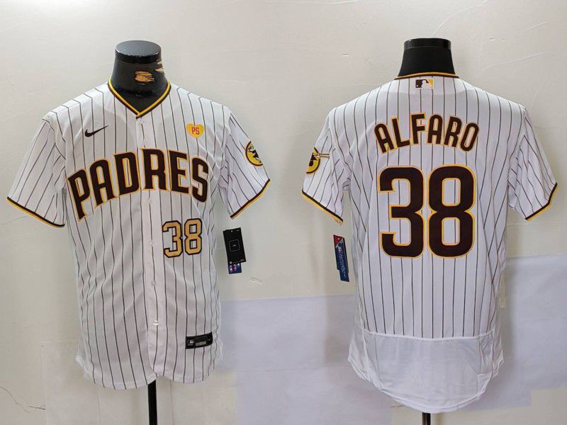 Men San Diego Padres #38 Alfaro White stripe Elite 2024 Nike MLB Jersey style 9024